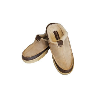 Sperry Top Sider Fur Lined Leather Slides Brown Womens 7 M Comfort Vtg Retro